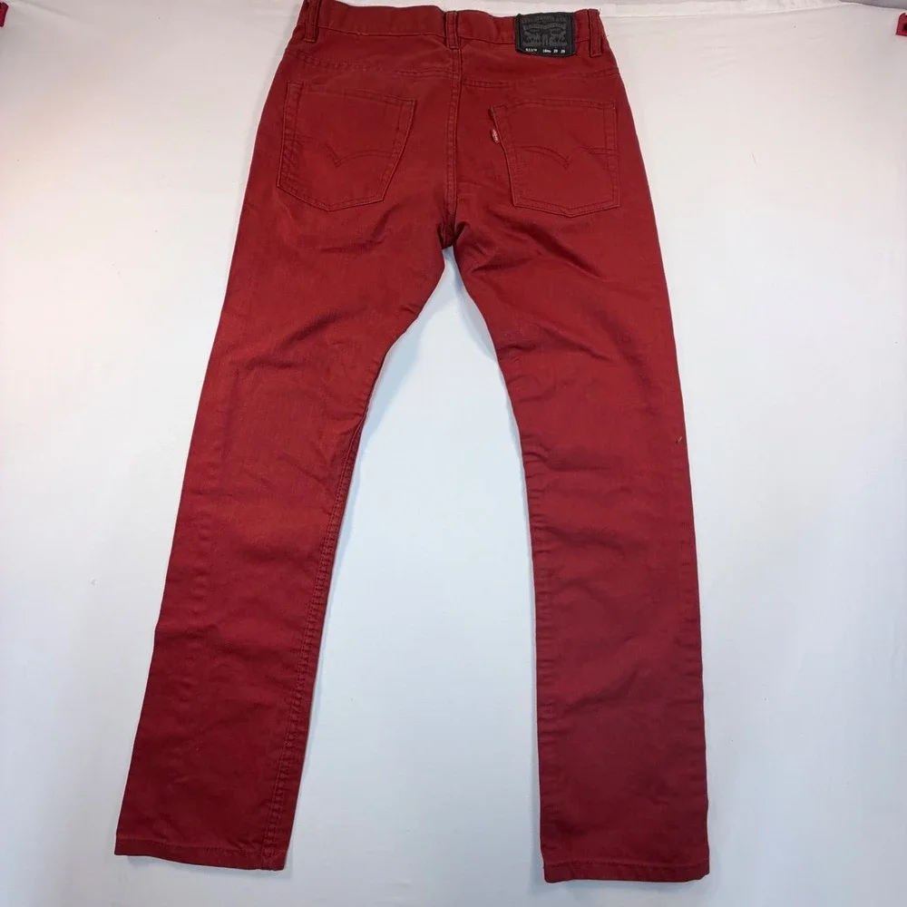 Levi's 511 Boys Youth Jeans 18 Reg 29x29 Burgundy Red Slim Fit Stretch Denim